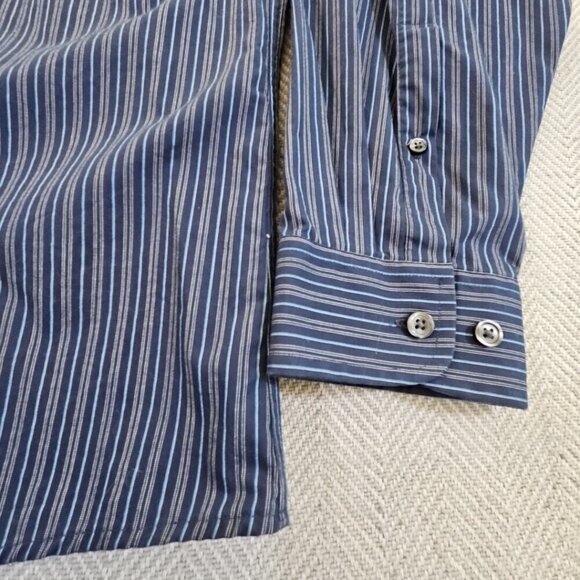 Eddie Bauer Long Sleeve Shirt Men's Tall TXL Blue Stripe Non-Wrinkle Relaxed Fit - Picture 2 of 14